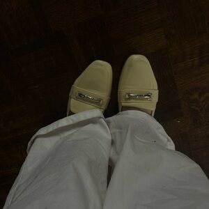 Women’s butter yellow Loafers with Silver Accent